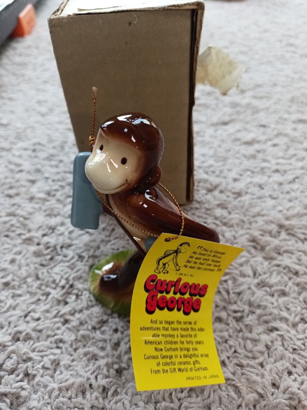 New Vintage GORHAM 1981 CURIOUS GEORGE NWT Newsboy Paper FIGURE